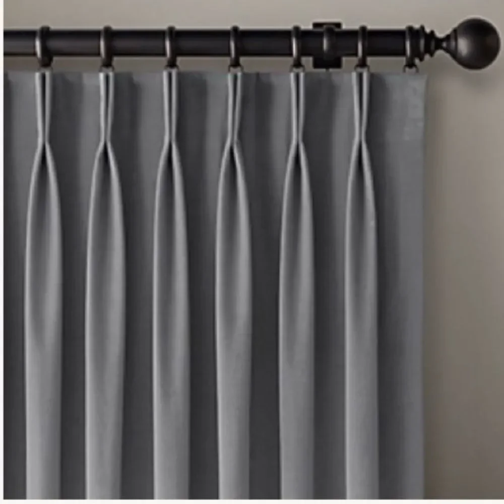 RH Restoration Hardware Vintage Velvet French Pleat Drapes Grey 46x108